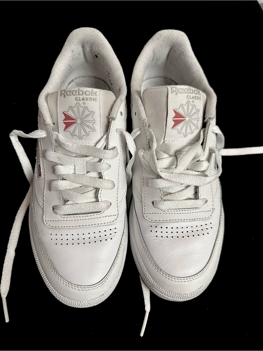 Reebok White Leather Sneakers with Red Logo Detail